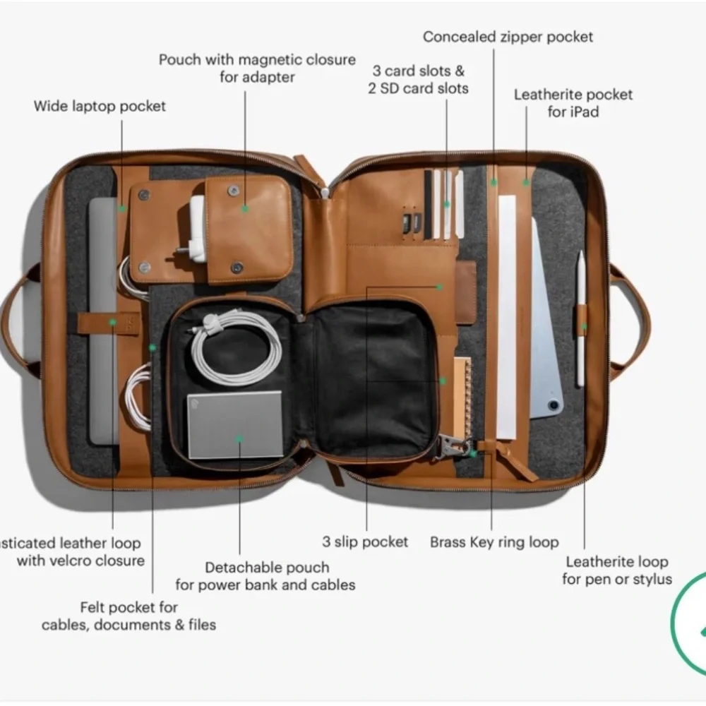 Elegant Tan Vegan Leather Laptop Bag for Men
